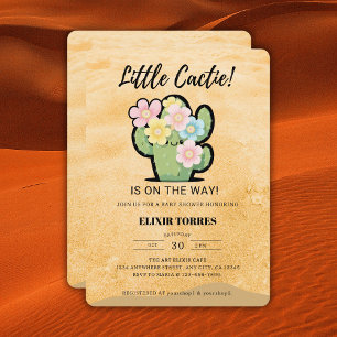 Cute Floral Little Cuctie Kawaii Baby Shower Invitation