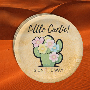 Cute Floral Little Cuctie Kawaii Baby Shower Paper Plate