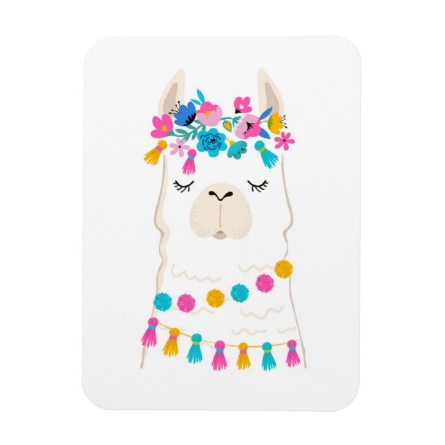 Cute Floral Llama Magnet (Vertical)