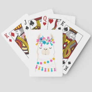Cute Floral Llama Playing Cards