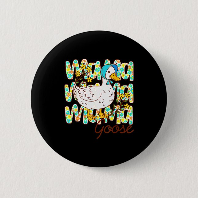 Cute Floral Mama Goose Coquette Mother's Day Silly 6 Cm Round Badge (Front)