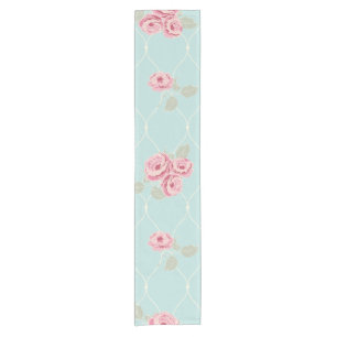cute,floral,mint,pink,vintage,trendy,girly,trellis short table runner