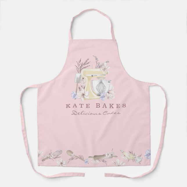 Cute Floral Modern Cake Baking Dessert Apron (Front)