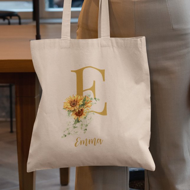 Cute floral monogram and name personalised tote bag (Creator Uploaded)
