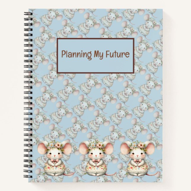 Cute Floral Mouse Dress Flower Crown Notebook (Front)