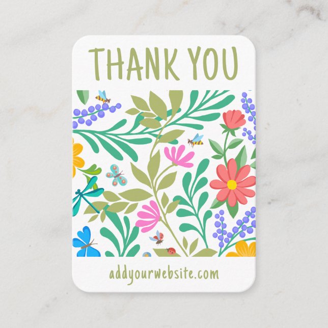     Cute Floral Nature Thank You For Your Purchase Card (Front)