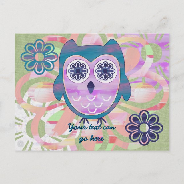 Cute Floral Owl Postcard (Front)