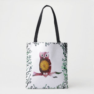 Cute Floral Owl Tote Bag