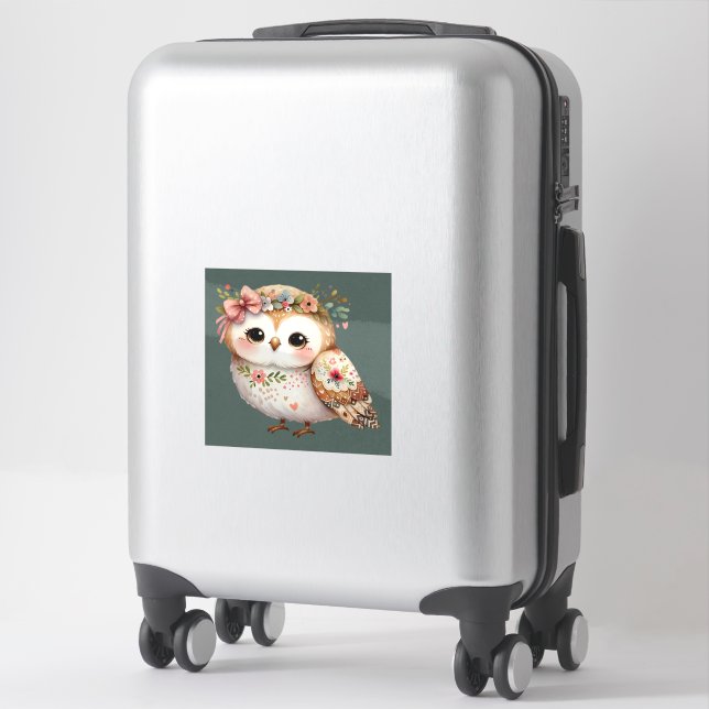 Cute Floral Owl with Bow (Suitcase)