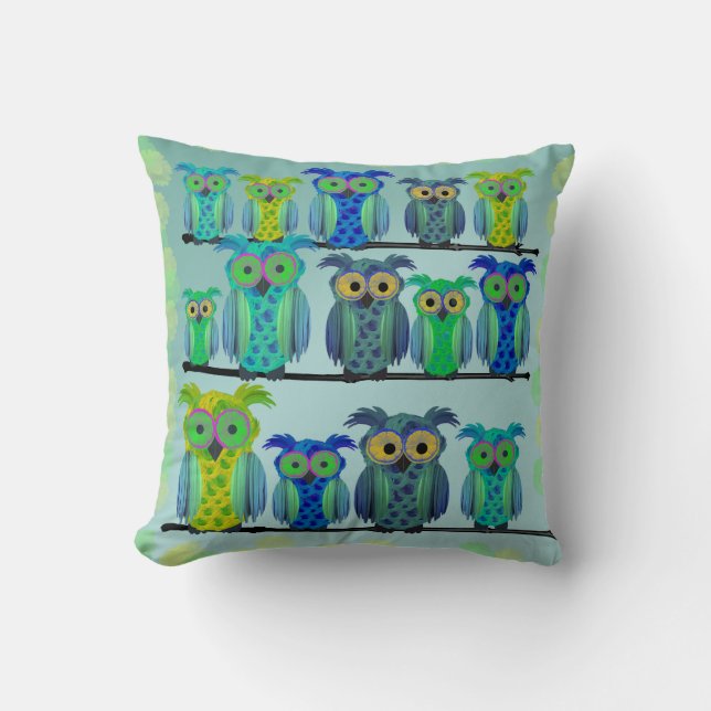 Cute Floral Owls Cushion (Front)