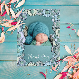 Cute Floral Pastel Teal Boho Daisy Custom Photo Postcard