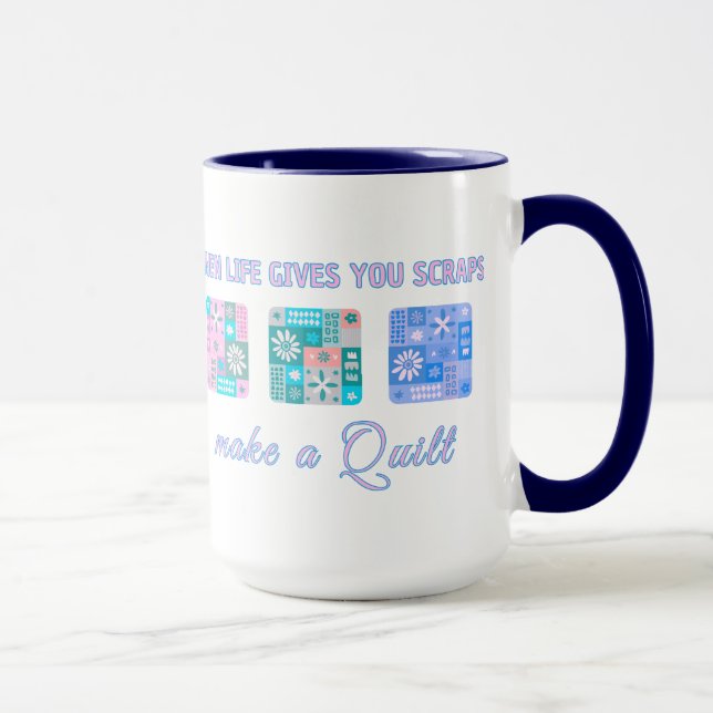 Cute & Floral Patchwork Pattern in Pop Colours Mug (Right)