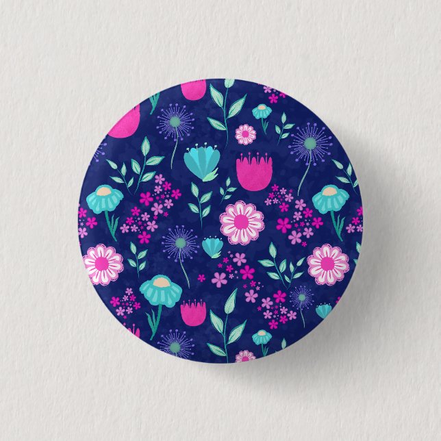 Cute floral pattern background 3 cm round badge (Front)