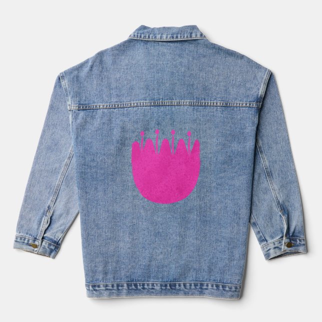 Cute floral pattern background denim jacket (Back)