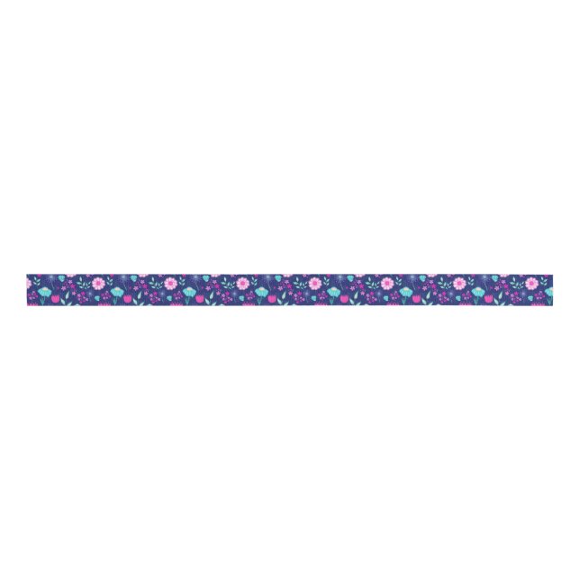 Cute floral pattern background grosgrain ribbon (Front)