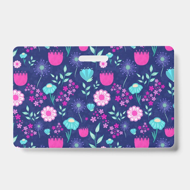 Cute floral pattern background ID badge (Front)