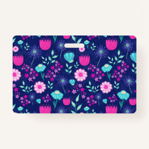 Cute floral pattern background ID badge