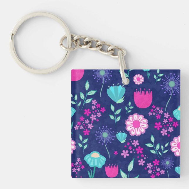 Cute floral pattern background key ring (Front)