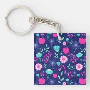 Cute floral pattern background key ring