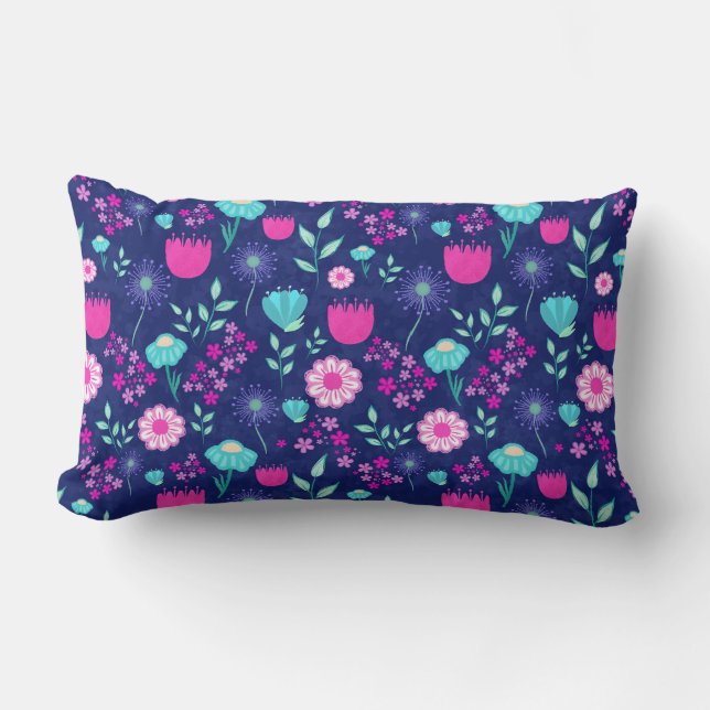 Cute floral pattern background lumbar cushion (Front)