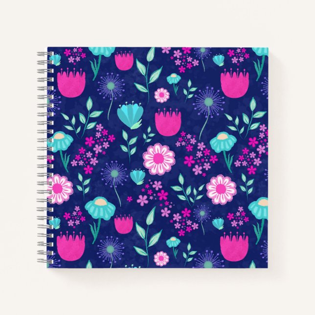 Cute floral pattern background notebook (Front)