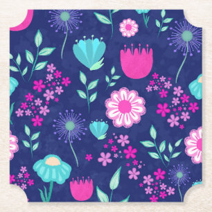 Cute floral pattern background paper coaster