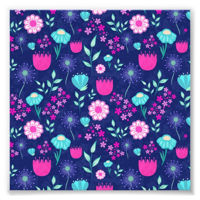 Cute floral pattern background photo print (Front)
