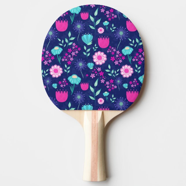 Cute floral pattern background ping pong paddle (Front)