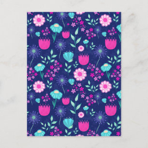 Cute floral pattern background postcard