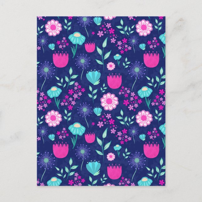 Cute floral pattern background postcard (Front)