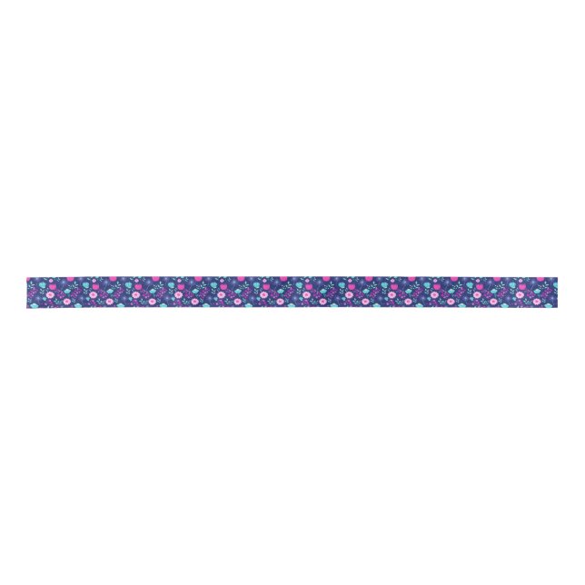 Cute floral pattern background satin ribbon (Front)