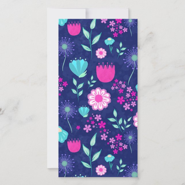 Cute floral pattern background thank you card (Front)