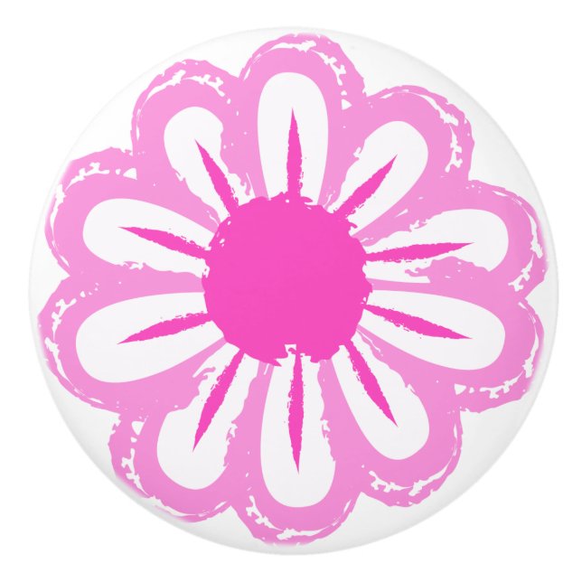 Cute Floral Pattern Ceramic Knob (Front)