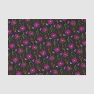 Cute Floral Pattern Chic Elegant Classy Pink Black Tissue Paper