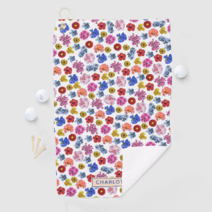 Cute floral pattern colourful custom golf towel