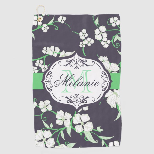 Cute Floral Pattern Golf Towel (Front)