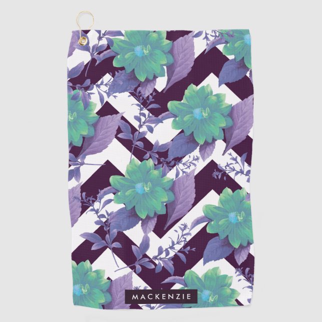 Cute Floral Pattern Golf Towel (Front)
