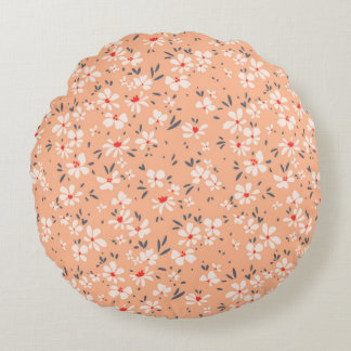 Cute floral pattern in the small flower. Ditsy pri Round Cushion