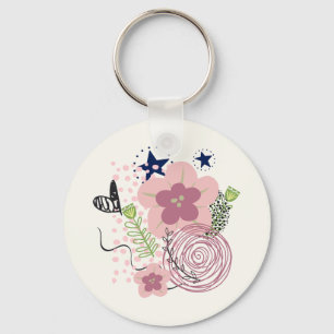 Cute Floral Pattern Key Ring