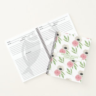 Cute Floral Pattern Personalised Recipe Notebook