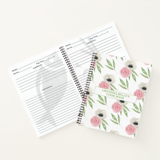 Cute Floral Pattern Personalised Recipe Notebook (Inside)