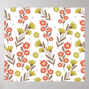 Cute floral pattern, seamless background. poster