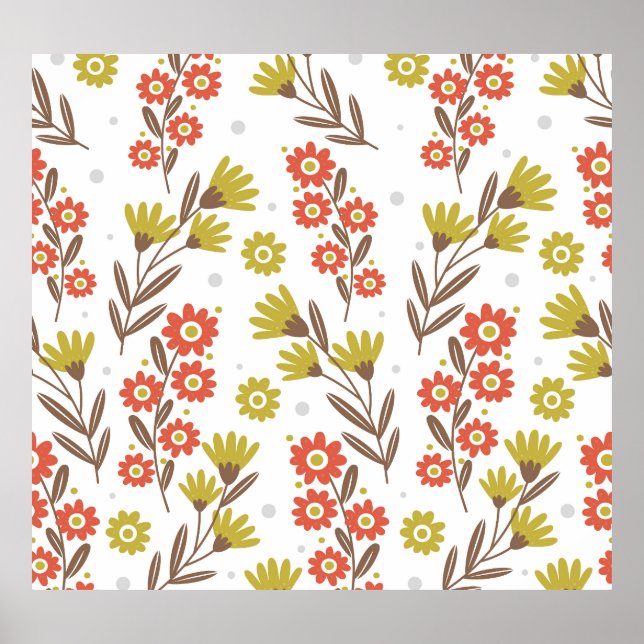 Cute floral pattern, seamless background. poster (Front)