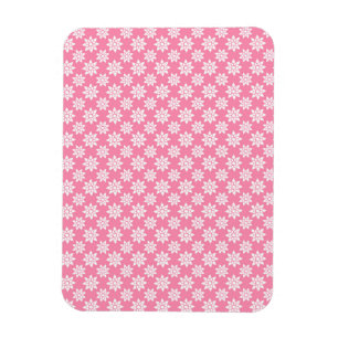 Cute Floral Pattern White over Pink Magnet