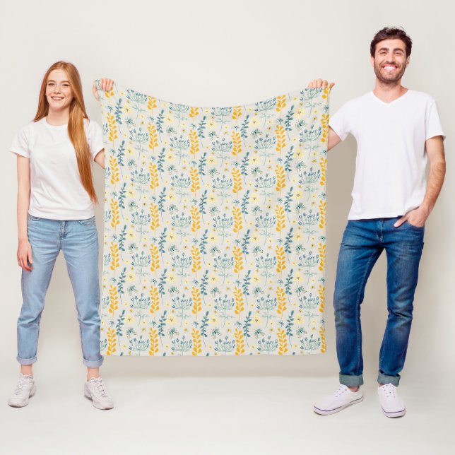 Cute floral pattern with butterflies fleece blanket (In Situ)