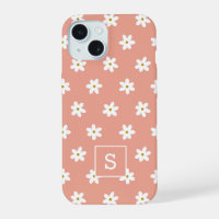 Cute Floral Peach Grass Lily Pattern Monogram