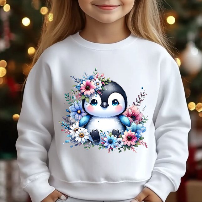 Cute Floral Penguin Winter Illustration T-Shirt (Creator Uploaded)