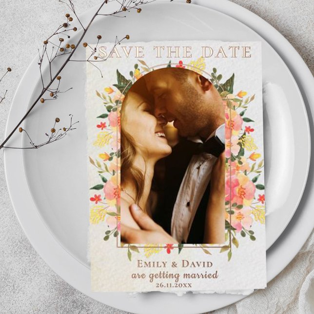 Cute Floral Photo Arch Wedding Save the Date (Creator Uploaded)