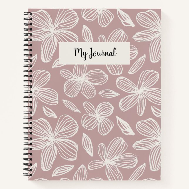 Cute Floral Pink Monogram  Notebook (Front)