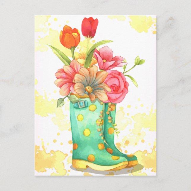 Cute Floral Postcard (Front)